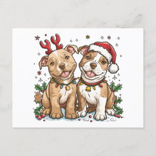 Christmas Pit Bull Dogs Briefkaart
