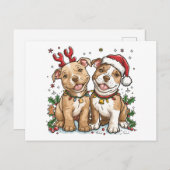 Christmas Pit Bull Dogs Briefkaart (Voorkant / Achterkant)