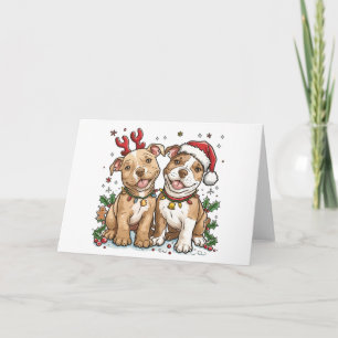 Christmas Pit Bull Dogs Feestdagen Kaart