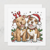 Christmas Pit Bull Dogs Feestdagenkaart (Voorkant / Achterkant)