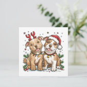 Christmas Pit Bull Dogs Feestdagenkaart (Staand voorkant)