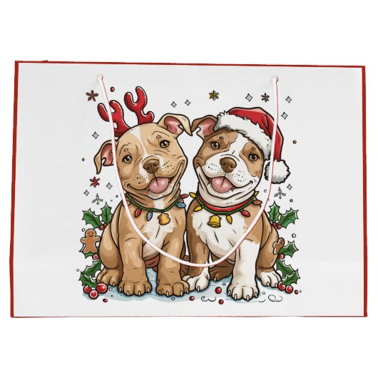 Christmas Pit Bull Dogs Groot Cadeauzakje (Achterkant)