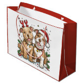 Christmas Pit Bull Dogs Groot Cadeauzakje (Achterkant Gekanteld)