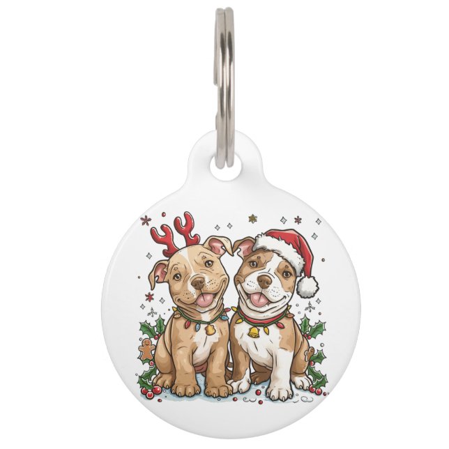 Christmas Pit Bull Dogs Huisdierpenning (Voorkant)