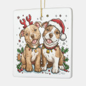 Christmas Pit Bull Dogs Keramisch Ornament (Links)