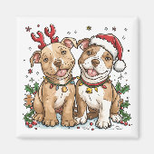 Christmas Pit Bull Dogs Magneet (Voorkant)
