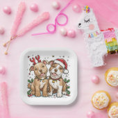 Christmas Pit Bull Dogs Papieren Bordje (Feest)
