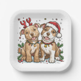 Christmas Pit Bull Dogs Papieren Bordje