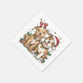 Christmas Pit Bull Dogs Servet (Hoek)