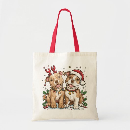 Christmas Pit Bull Dogs Tote Bag (Voorkant)