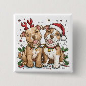 Christmas Pit Bull Dogs Vierkante Button 5,1 Cm (Voorkant)