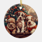 Christmas Pit Bull Puppy Dogs Keramisch Ornament (Voorkant)