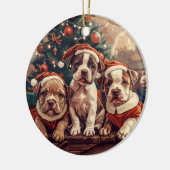 Christmas Pit Bull Puppy Dogs Keramisch Ornament (Links)