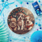 Christmas Pit Bull Puppy Dogs Papieren Bordje (Feest)