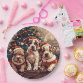 Christmas Pit Bull Puppy Dogs Papieren Bordje (Feest)