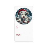 Christmas Pit Bull Santa Puppy Etiket (Voorkant)