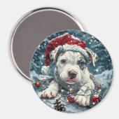 Christmas Pit Bull Santa Puppy Magneet (Voorkant / Achterkant)