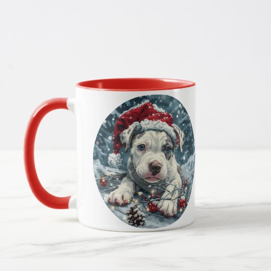 Christmas Pit Bull Santa Puppy Mok (Links)