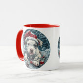 Christmas Pit Bull Santa Puppy Mok (Voorkant links)