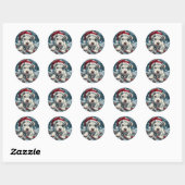 Christmas Pit Bull Santa Puppy Ronde Sticker (Vel)