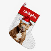 Christmas Pit Bull Terrier Naam Woof Achtergrond Grote Kerstsok (Voorkant (Hangend))