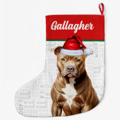 Christmas Pit Bull Terrier Naam Woof Achtergrond Grote Kerstsok (Achterkant)