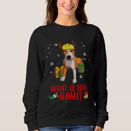 Christmas Pitbull Dog In A Reindeer Construction H Trui (Voorkant)