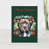 Christmas Pitbull Feestdagen Kaart (Voorkant)