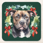 Christmas Pitbull Kartonnen Onderzetters (Voorkant)