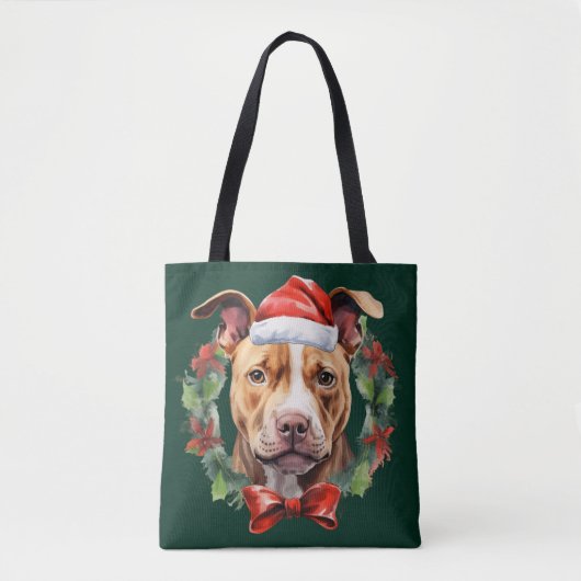 Christmas Pitbull Tote Bag (Voorkant)