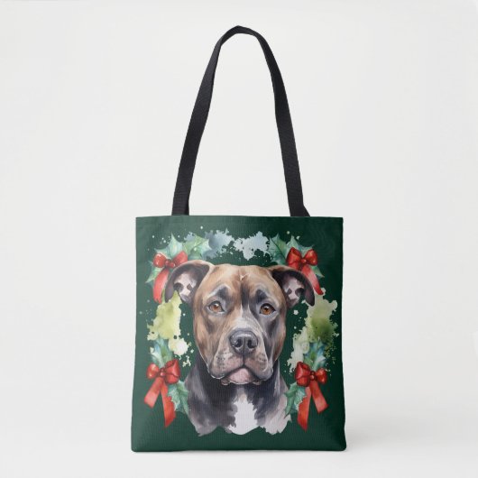 Christmas Pitbull Tote Bag (Voorkant)