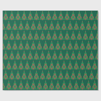 Christmas pixelated tree wrapping paper cadeaupapier
