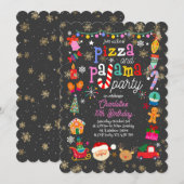 Christmas Pizza and Pajama Party Invitation Kaart (Voorkant / Achterkant)