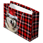 Christmas Plaid Alaskan Malamute Hondenliefhebber Groot Cadeauzakje (Voorkant Gekanteld)
