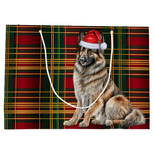 Christmas Plaid Belgian Tervuren Hondenliefhebber  Groot Cadeauzakje (Achterkant)