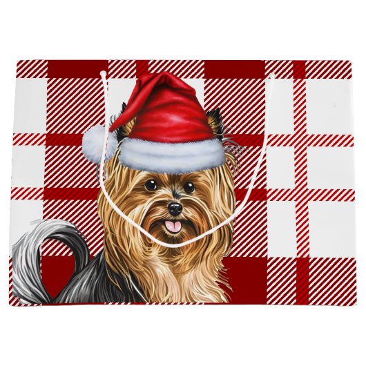 Christmas Plaid Biewer Terrier Hondenliefhebber Va Groot Cadeauzakje (Voorkant)