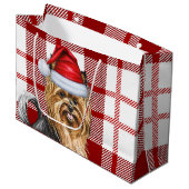 Christmas Plaid Biewer Terrier Hondenliefhebber Va Groot Cadeauzakje (Voorkant Gekanteld)