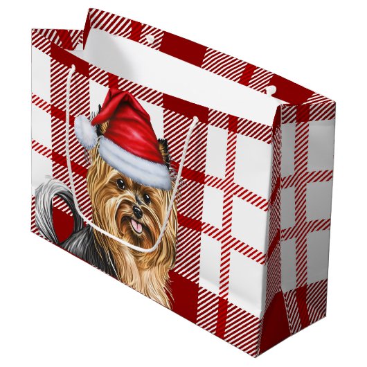 Christmas Plaid Biewer Terrier Hondenliefhebber Va Groot Cadeauzakje (Voorkant Gekanteld)