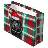 Christmas Plaid Black Labradoodle Hondenliefhebber Groot Cadeauzakje (Voorkant Gekanteld)