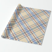 Christmas Plaid Blue Holiday Cadeaupapier (Uitgerold)