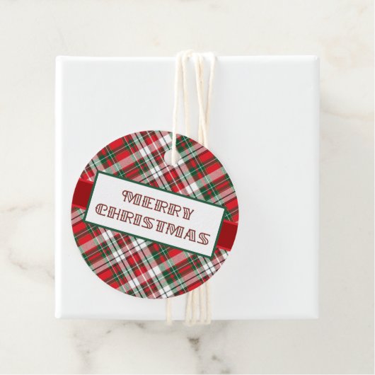 Christmas Plaid Bright met Vrolijk Kerstfeest Bedankjes Labels (In situ)