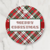 Christmas Plaid Bright met Vrolijk Kerstfeest Bedankjes Labels (Voorkant)
