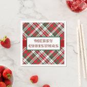 Christmas Plaid Bright met Vrolijk Kerstfeest Servet (Insitu)