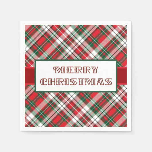 Christmas Plaid Bright met Vrolijk Kerstfeest Servet (Voorkant)
