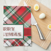 Christmas Plaid Bright met Vrolijk Kerstfeest Theedoek (Quarter Fold)