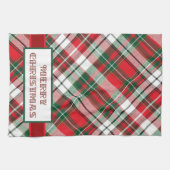 Christmas Plaid Bright met Vrolijk Kerstfeest Theedoek (Horizontaal)