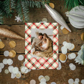 Christmas Plaid Card With Photo Feestdagenkaart