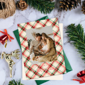 Christmas Plaid Card With Photo Feestdagenkaart