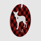Christmas Plaid Chihuahua Hond Naam Foto Ornament (voorkant)