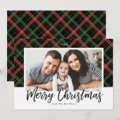 Christmas Plaid Christmas-fotokaart Feestdagenkaart (Voorkant / Achterkant)
